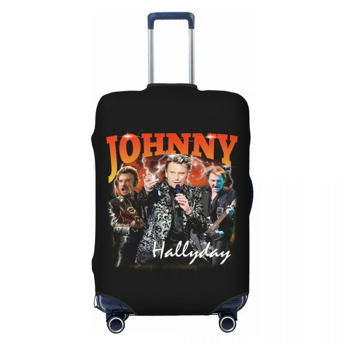 

Custom Johnny Hallyday Luggage Cover Protector Funny French Singer Rock Music Travel Suitcase Covers for 18-32 Inch