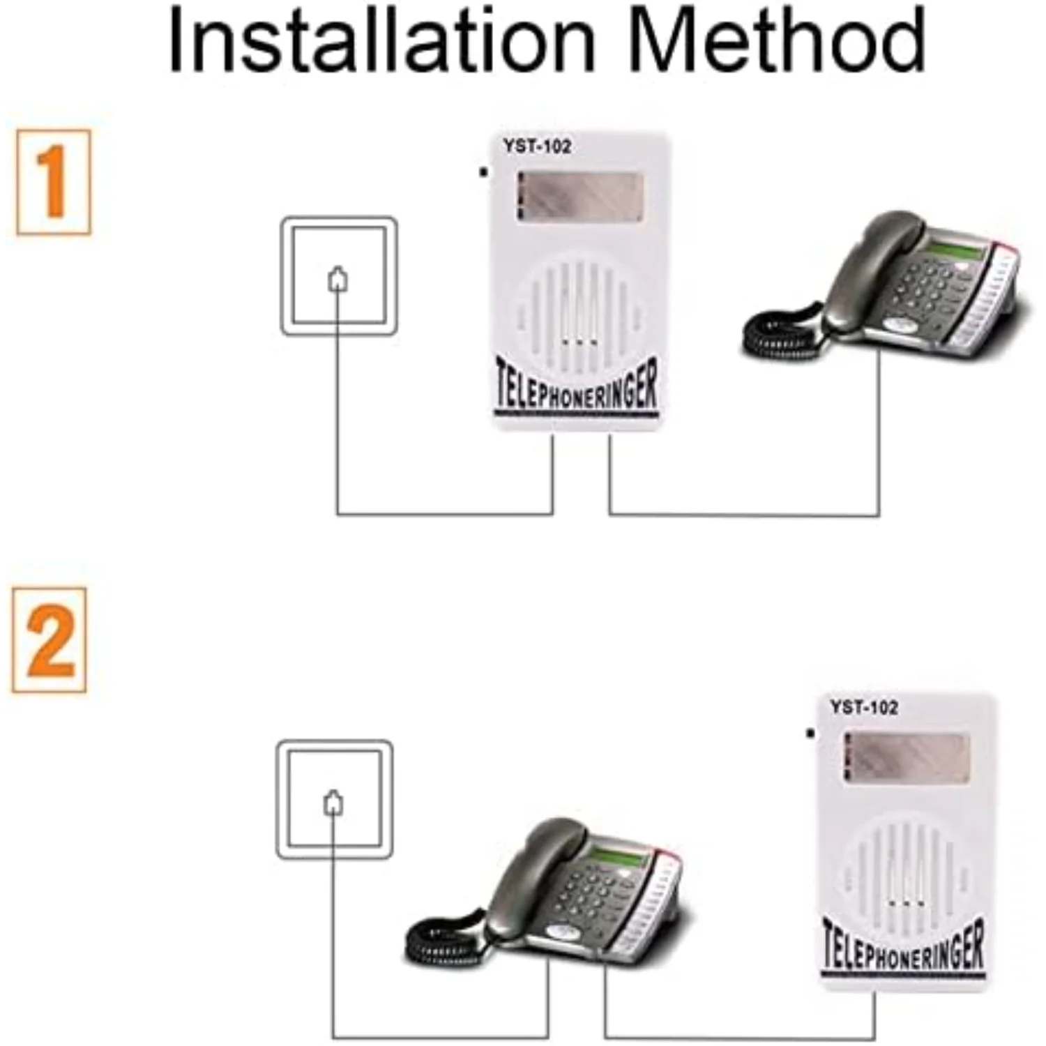 2PCS 95dB Extra-Loud Telephone Ringer Phone Ring Amplifier Ringing Help Strobe Light  Sound Landline Ringer Sound Ringtones