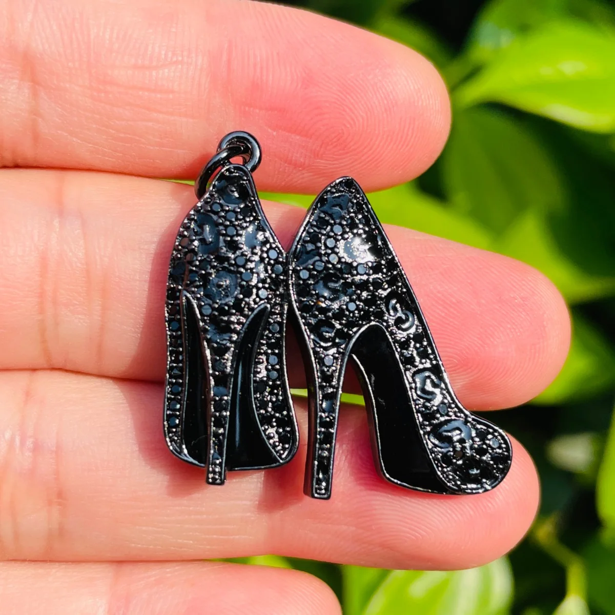 5pcs Leopard Printed High Heels Charms Zirconia Paved Fashion Shoe Pendants for Women Bracelet Necklace Making Jewelry Accessory view 5