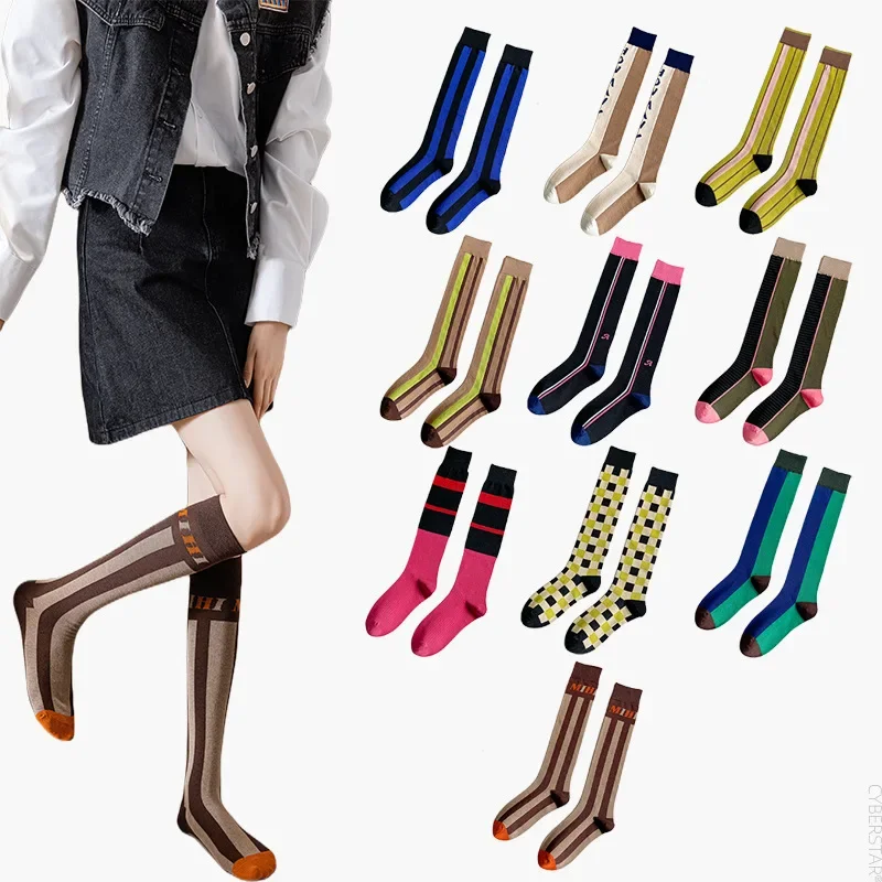 Women\'s Fashion Personalized Trend ins Network Red Vintage Versatile Korean Edition Socks Long Sleeve Over Knee Socks