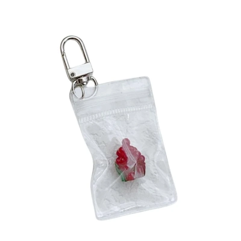 E15E Attractive Clear Fruit Bag Keychain Easy to Carry Resin Keyrings Bag Accessory