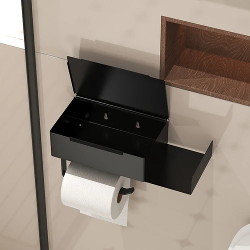 Imagen 2 del producto Soporte de papel higiénico no perforado de acero inoxidable 304, caja de pañuelos de privacidad para el baño, portarrollos de papel, caja de toallitas húmedas