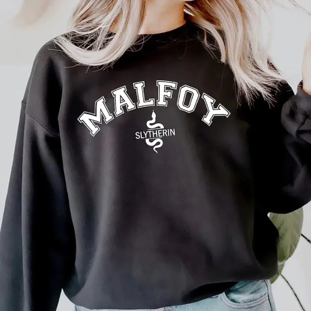 Malfoy Sweatshirt House Sweatshirts Dark Academia Crewneck College Sweatshirt Unisex Long Sleeve Pullover Autumn Winter Hoodies