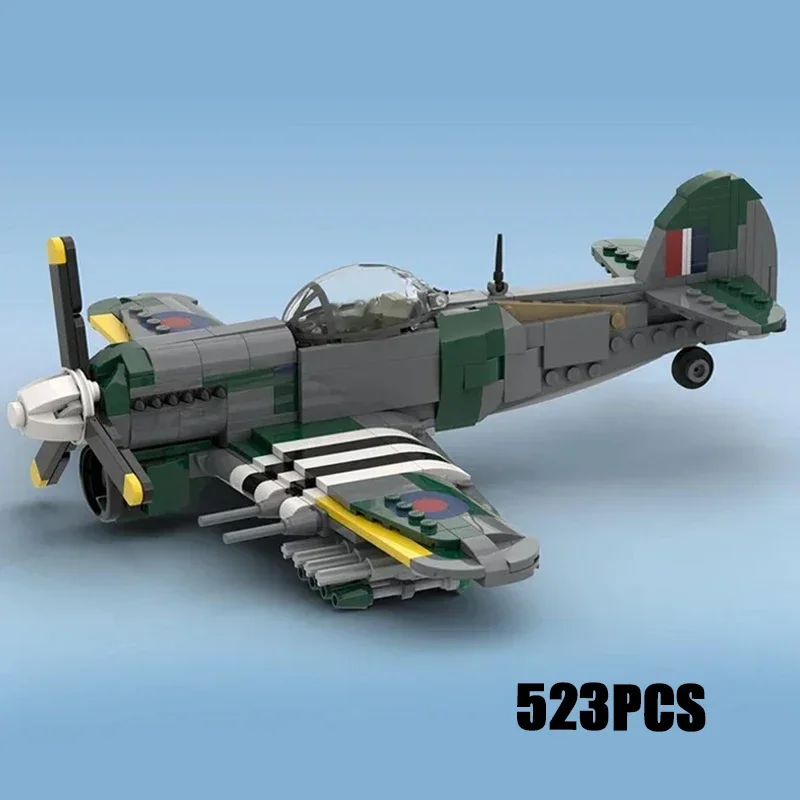 Moc Building Bricks Military Aircraft Model Hawker Typhoon Fighter Technology Modular Blocks Gift Christmas Toy DIY Set Assembly