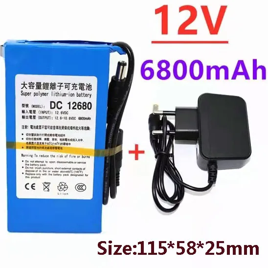 

Batería Recargable De Iones De Litio De Alta Capacidad, Cargador De CA, CC De 12V, 100% MAH, Enchufe De EE. UU./UE,