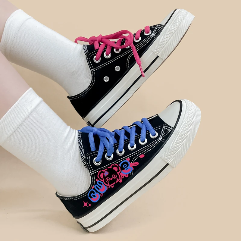 Amy and Michael 2024 Autumn New Low Top Canvas Sneakers Lovely Girls Students Flat Casual Skateboard Shoes Woman Vulcanize Shoes