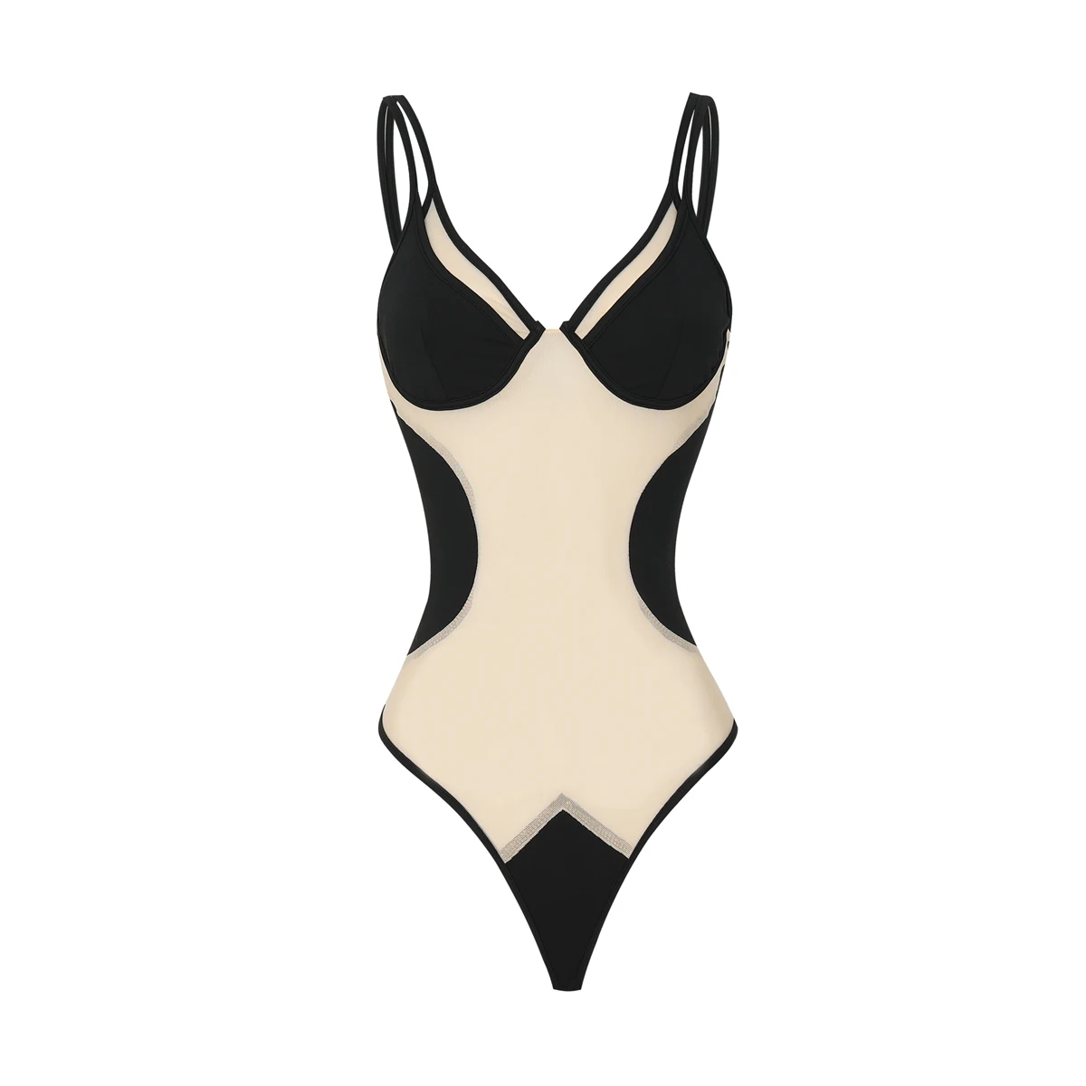 Women's sexy tight fitting transparent perspective jumpsuit sleeveless pencil tight corset