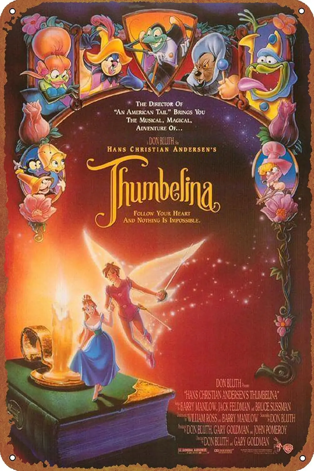 SDJVBPSD Thumbelina Poster Vintage Blechschild für Zuhause, Garten, Bar, Restaurant, Café, Büro, Geschäft – Lustige Retro-Wanddekoration – es