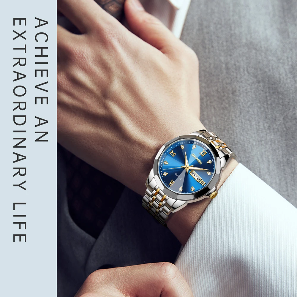 SKMEI Business Luxury Full Steel  Watches For Men Women Casual Time Date Movement Quartz Wristwatch Male Ladies Waterproof Watch