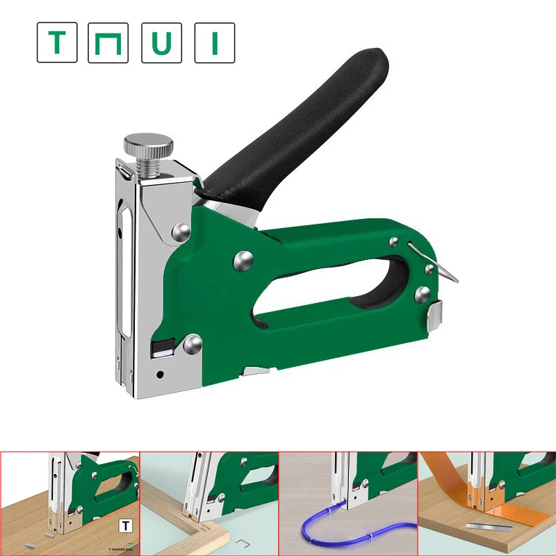 Manual Nailing Gun Pneumatic Stapler Air Nail Guns Can Fire U/T/I/Door 4 Types of Nails Used in Woodworking Interior Decoration