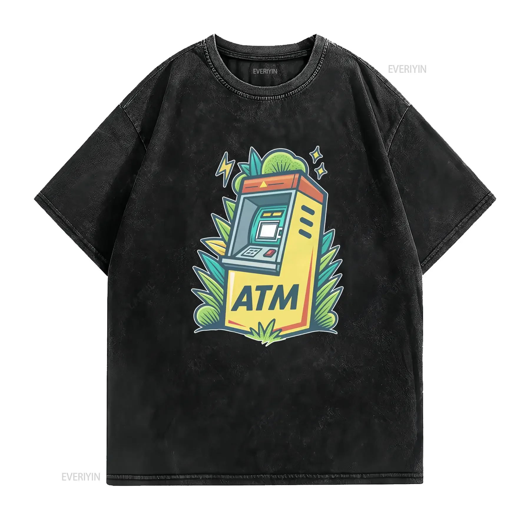ATM Object Place Item Urban T Shirt vintage Washed Stretched Soft Breathable homme Stylish designer clothes streetwear Casual