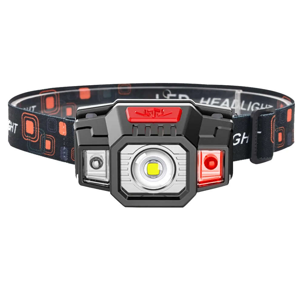 LED Sensor Headlamp USB Rechargeable Headlight Induction Head-Mounted Flashlight Outdoor Portable Waterproof Camping Wave Lamp