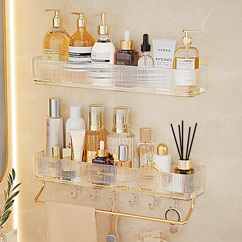 

Punch-Free Wall-Mounted Bathroom Shelf, Bathroom Hanger, Cosmetic Storage Shelf, Luxury, Washstand