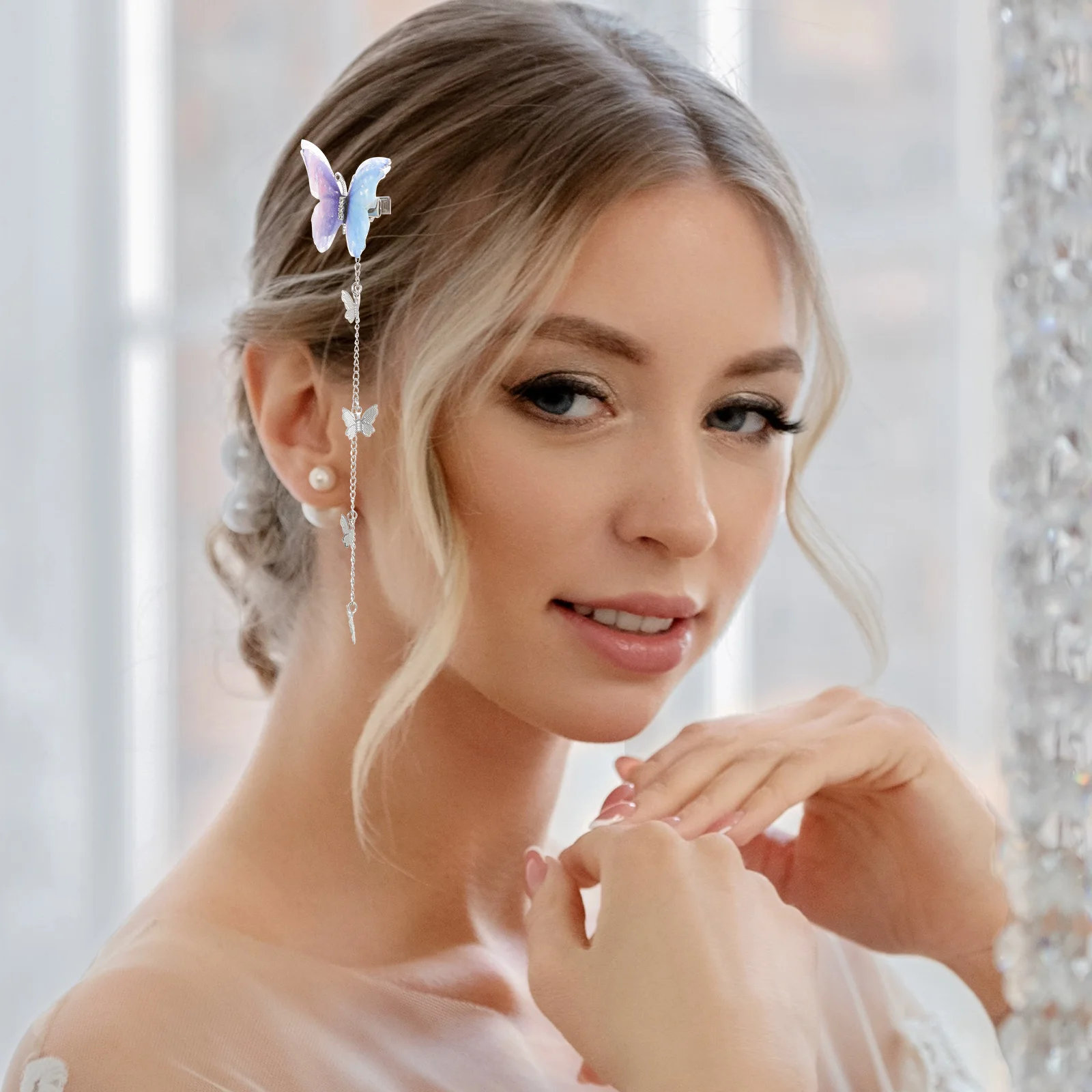 

4pcs Lightweight Metal Butterfly Tassel Hair Clips for Women Girls Durable Fade Resistant Wedding Party Accessories