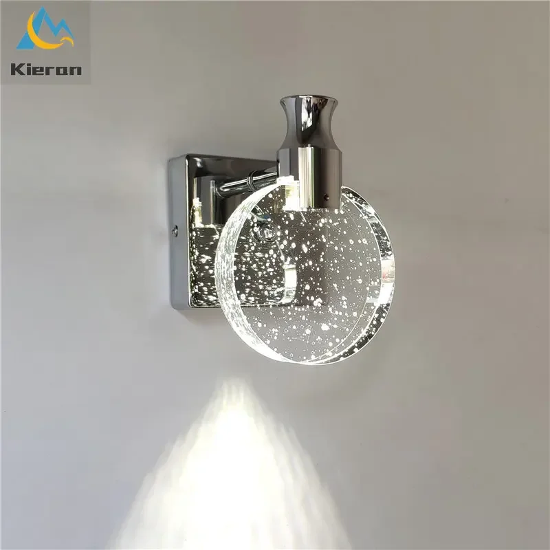 Imagem -02 - Modern Pull Rope Switch Crystal Led Lâmpadas de Parede Quarto Sala de Estar Banheiro Cabeceira Luzes da Parede Decoração Home Espelho Lâmpada de Parede