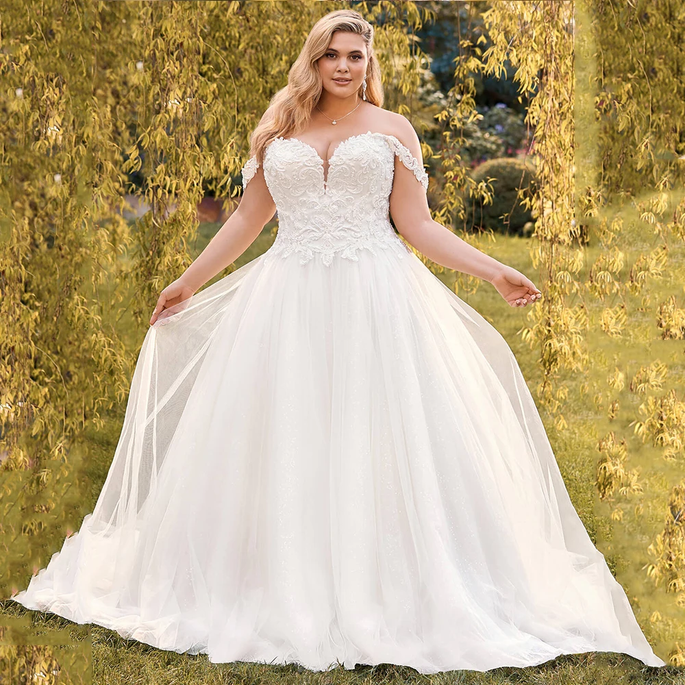 Pastrol 웨딩 드레스 Tulle Sweetheart 오프 숄더 신부 가운 레이스 아플리케 A 라인 Vestidos De Novia Tallas Grandes Mujer
