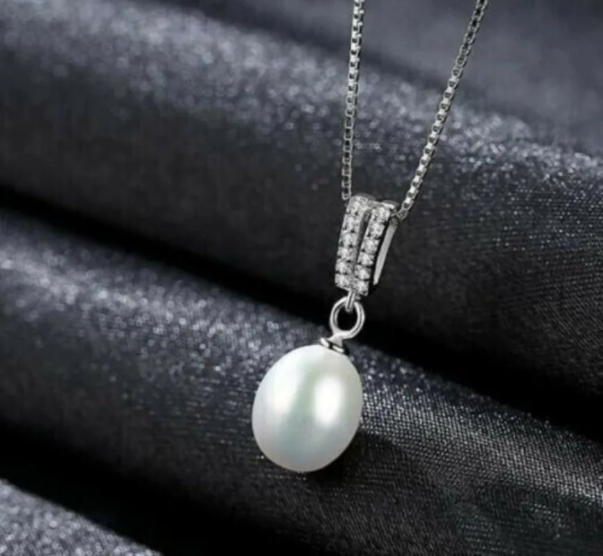 Natural South Sea AAA 10x13mm Genuine White Perfect Pearl Necklace Pendant  jewelry  pearl necklace  vintage