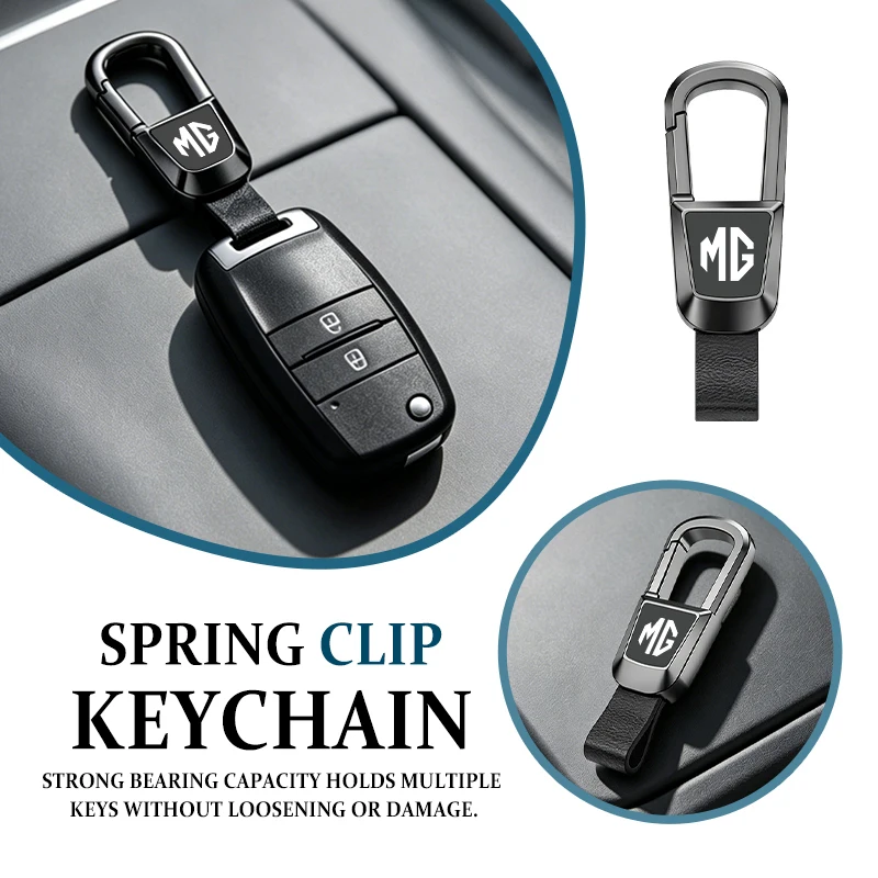 Car Metal Keyrings Keychain Leather Key Rings Spring Snap For MG ZS GS 3 5 6 7 Gundam 350 Parts TF hector HS