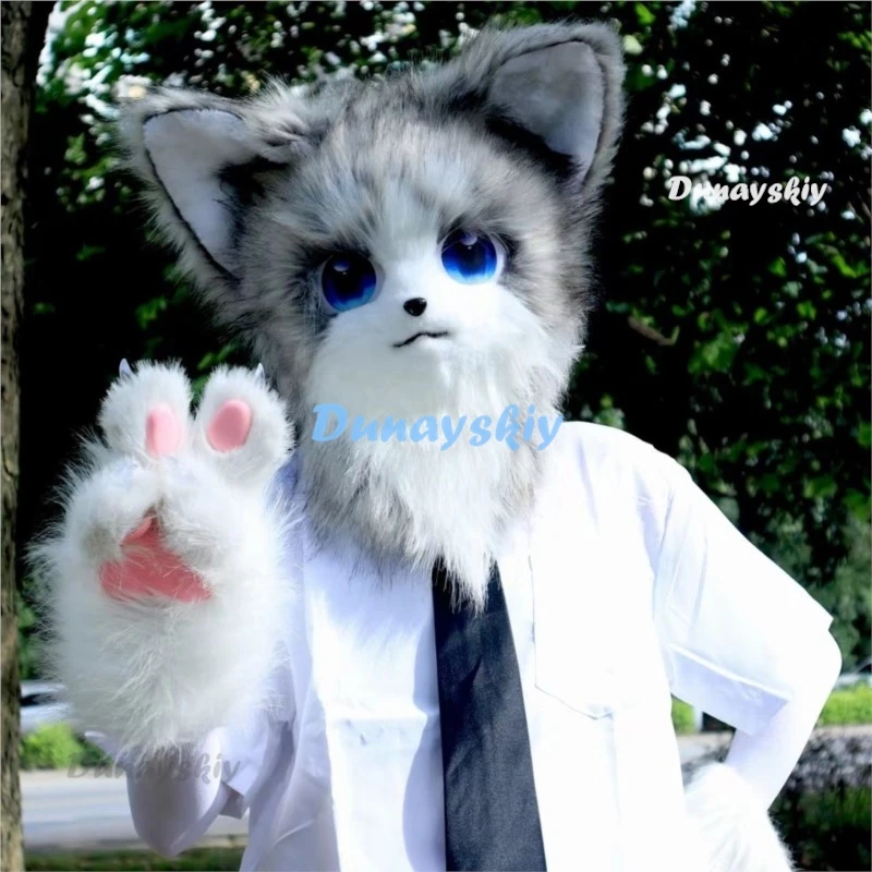 Kostium Cosplay Anime Cosplay Cat Fursuit Head Furry Head Mask Kig Kimono Fursuit Mask Fur Suit Furry Mask Easter Party Costume