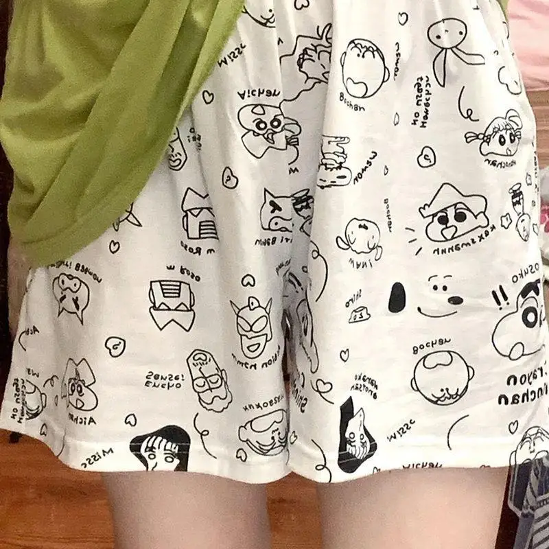 New Kawaii Anime Crayon Shin-Chan Pajama Pants Wearing Shorts Outside The Dormitory Soft Comfortable Pajamas Gift For Girls