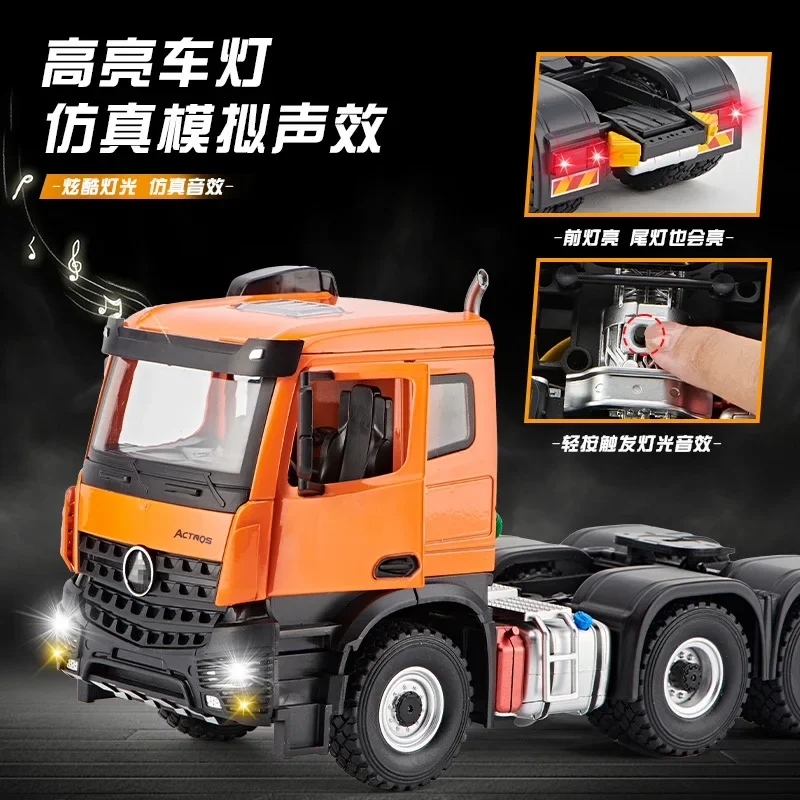 1:24 بيج بن أتانيا نصف مقطورة رئيس الصوت والضوء لعبة سيارة الجمود نموذج مجموعة متقدمة زخرفة نماذج السيارات #4