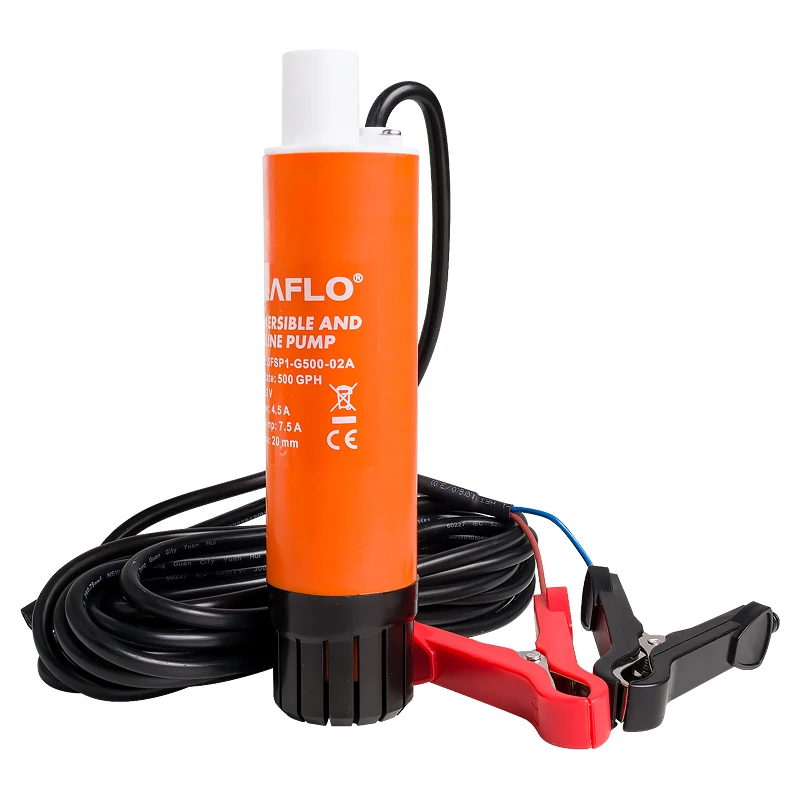 

SEAFLO 12V Inline Submersible Pump Portable Water Fuel Transfer Pump with Battery Clips