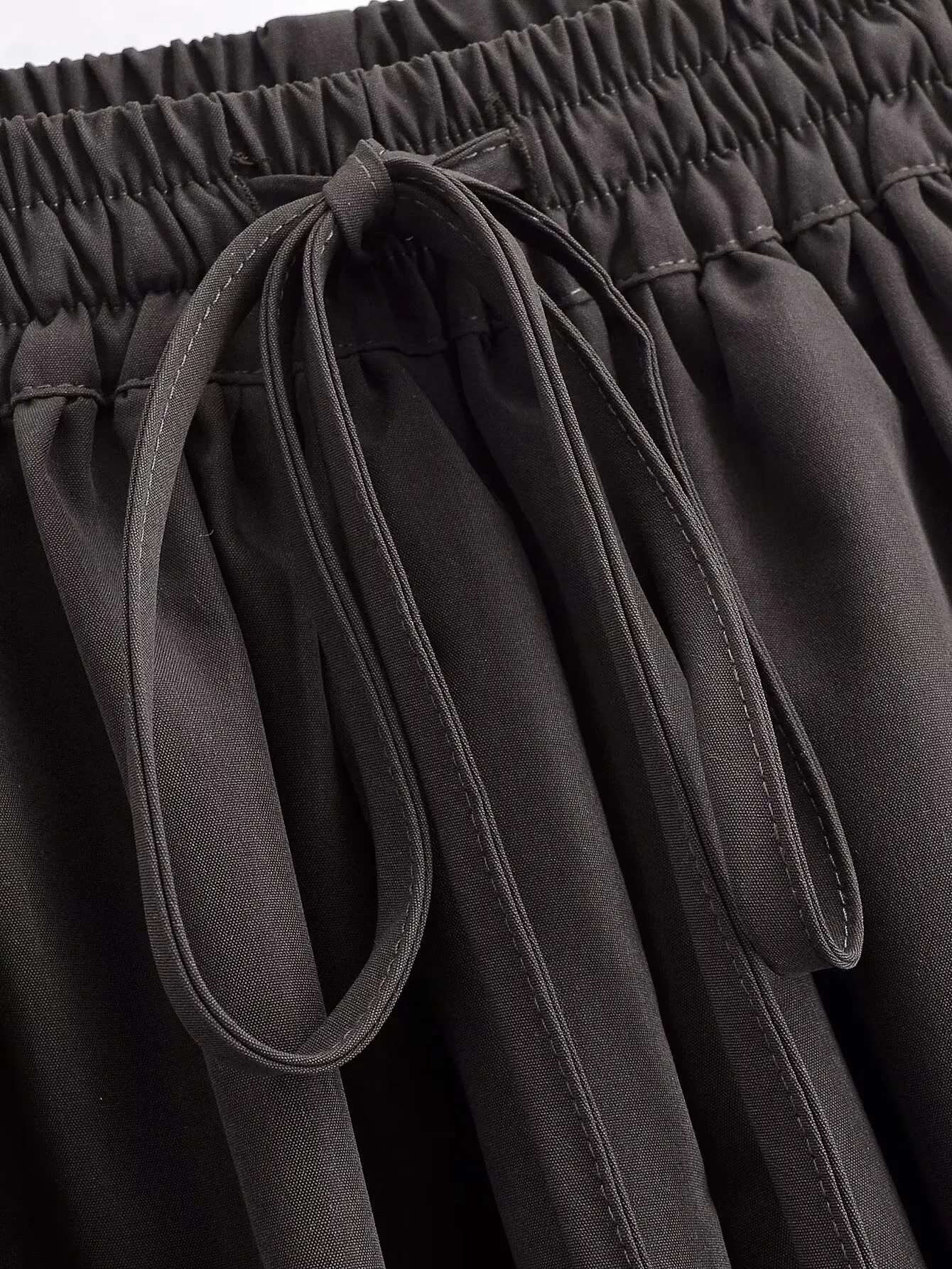 Pantalones acampanados atados con lazo para primavera y otoño para mujer, pantalones con cordones en la cintura liso elástico a la moda para mujer, pantalones de ocio de calle altos para mujer