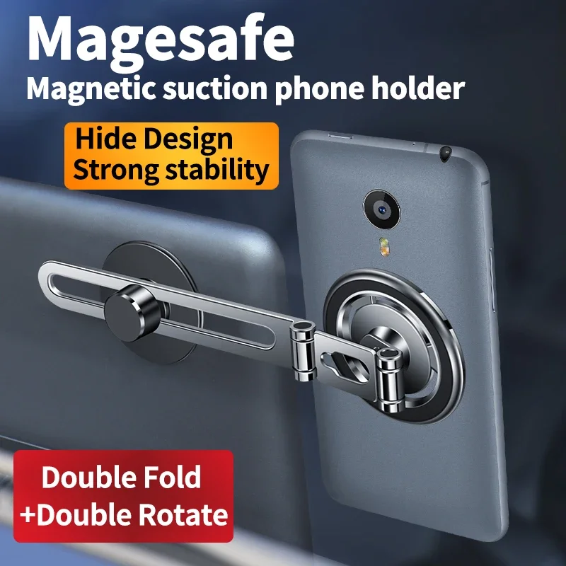 Magnetic Car Phone Holder Stand Macsafe Extendable Rotate Magnet Smart phone Bracket For iPhone 14 13 12 Pro Max Samsung Xiaomi