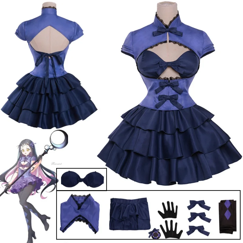 

Anime The Magical Girl and The Evil Lieutenant Used To Be Archenemies Kagari Hibana Cosplay Costume Blue Dress Party Set