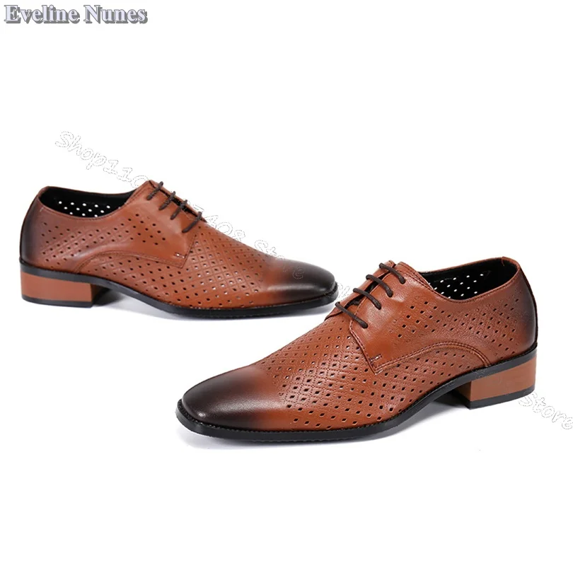 

Gradient Hollow Men Shoes Lace up Wear Resistant New Fashion Dress Shoes Banquet Business Male Shoes Size 37-46 Zapatillas Mujer