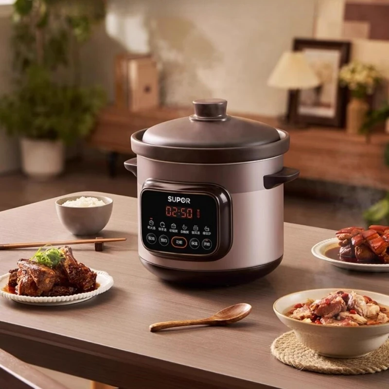 SUPOR 220V Electric Stew Pot Purple Casserole 4L Purple Ceramic Electric Casserole Electric Stew Pot 500W Soup Pot