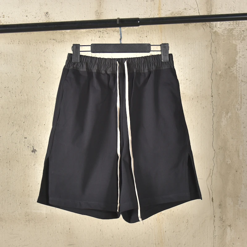 High Street Cotton Knitted RO Dark Shorts High Street Split Shorts Men's Elastic Waist Summer Fashion Casual Loose Shorts