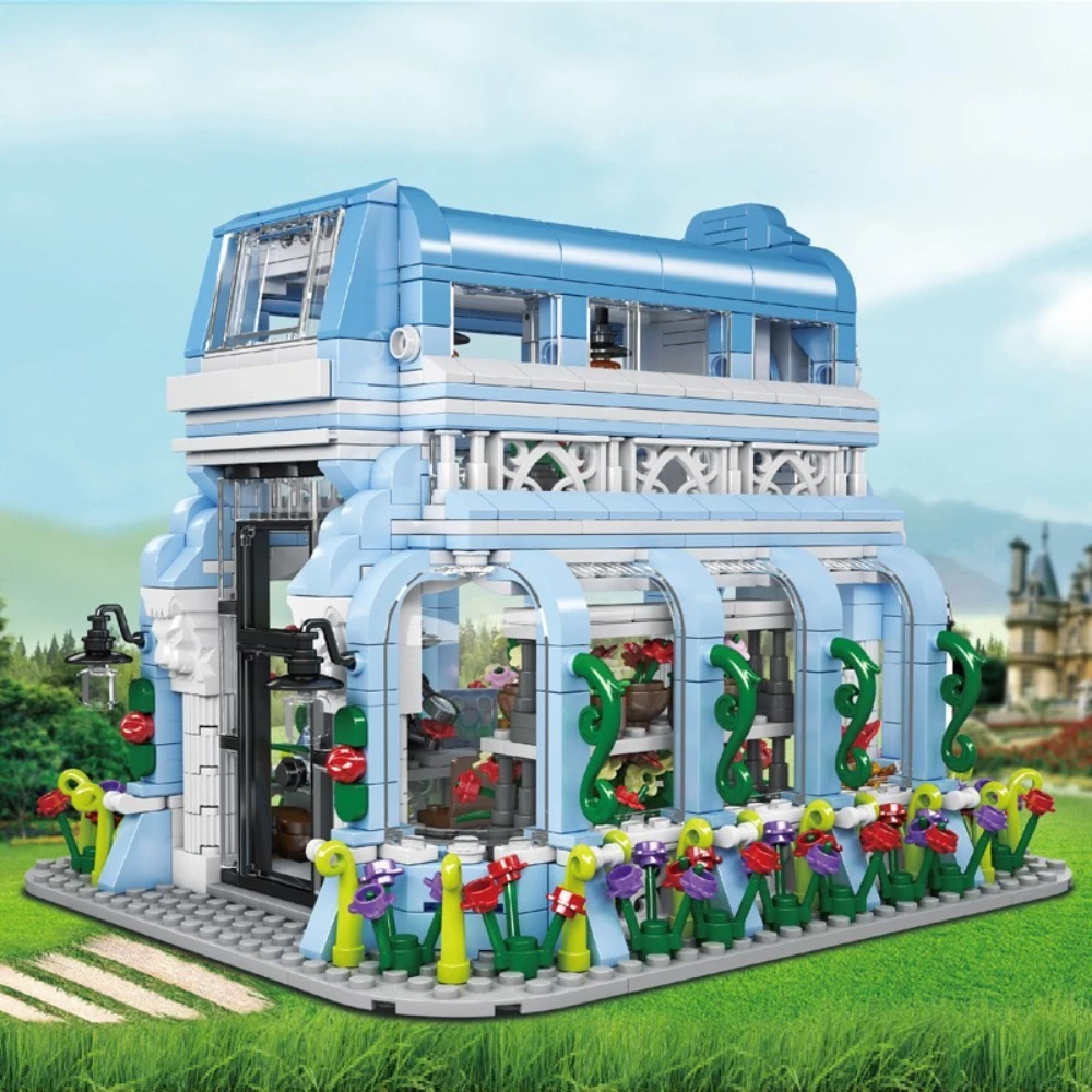 MOC-casa de jardín de flores verdes, conjunto de bloques de construcción botánicos, edición de luz botánica, Idea de planta, juguetes para niños, regalos de cumpleaños