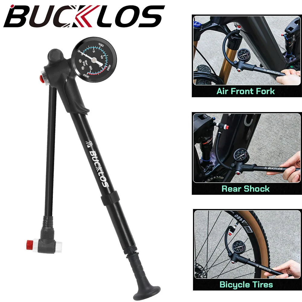 BUCKLOS Mini-Fahrradpumpe, 300 PSI, Fahrrad-Luftgabelpumpe, tragbares Fahrrad, hinterer Stoßdämpfer, Luftpumpe, Hochdruck-Fahrradreifenfüller