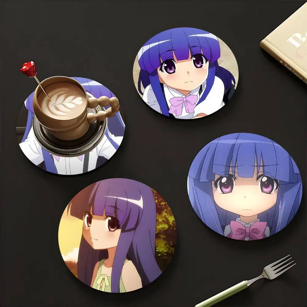 1pc Rika Furude  Anime characters Wooden Coaster Colour Printing Cup Mat Home Desk Decoration Gifts