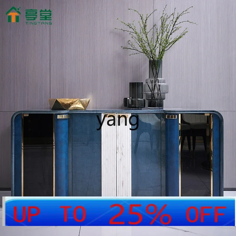 LTT simple restaurant small apartment blue leather art entrance storage stainless steel