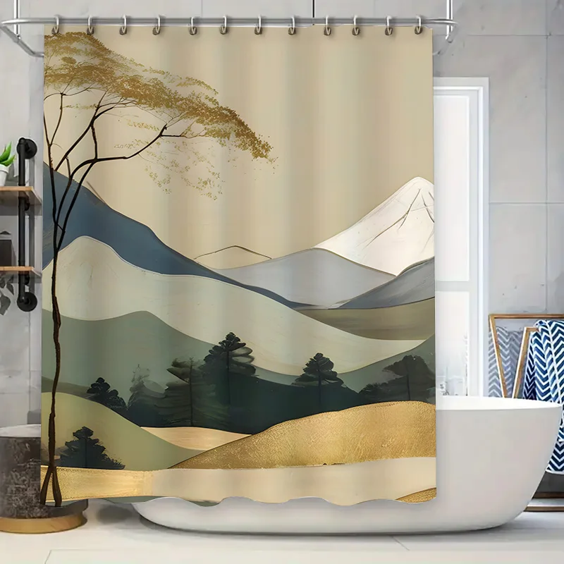 

Watercolor Red Flower Shower Curtain Bathroom Decoration Waterproof Printed Bath Mats 39x71 inches White Pink