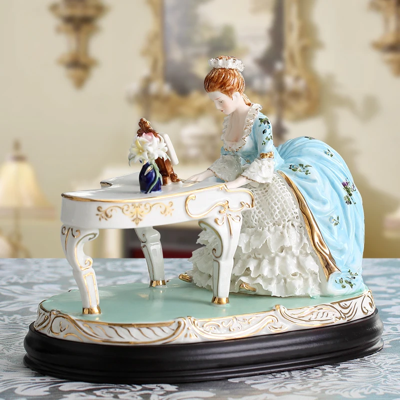 

Piano ornaments European handmade exquisite lace porcelain doll decoration luxury living room home crafts