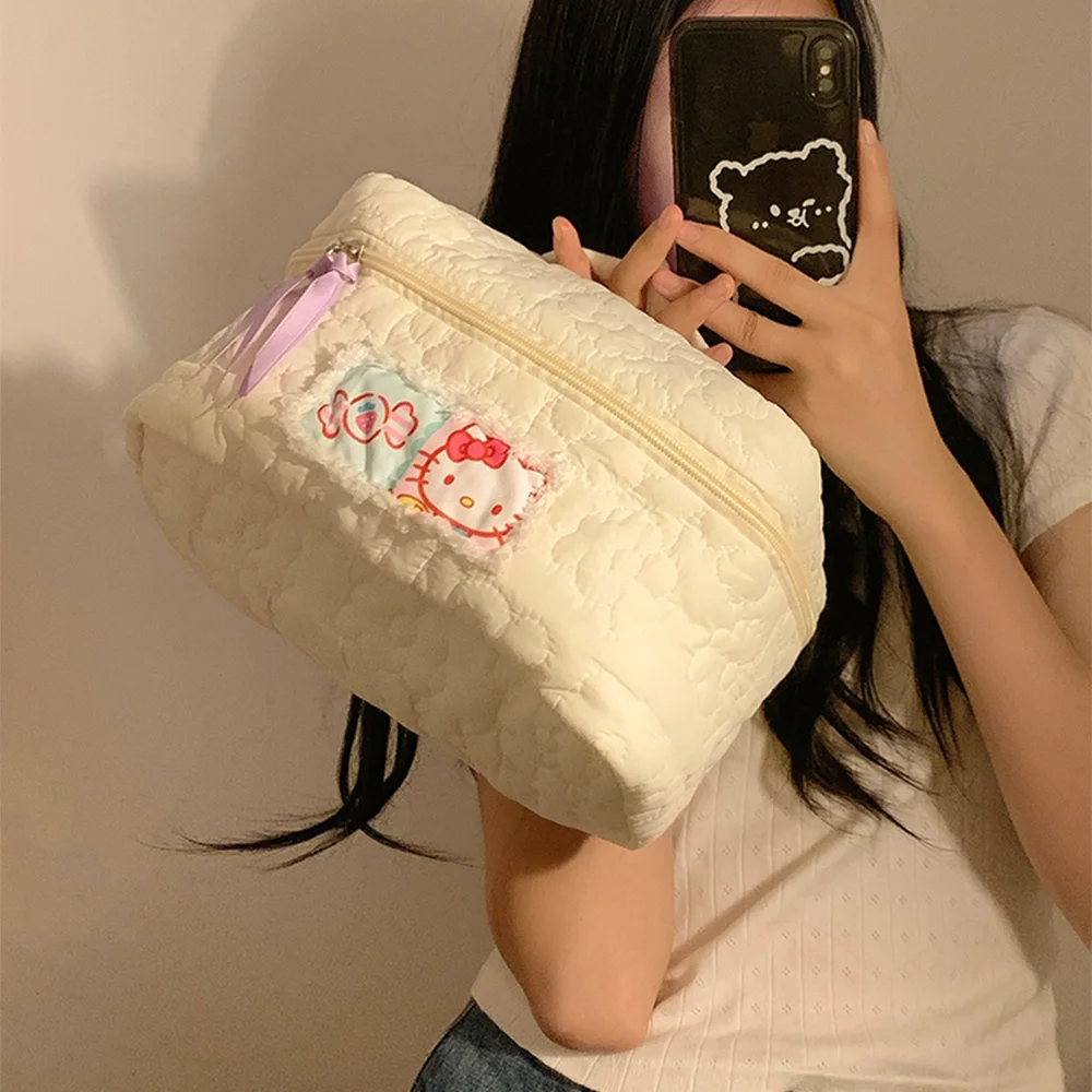 Borsa cosmetica da viaggio Sanrio Hello Kitty Cinnamoroll Melody custodia per trucco portatile da donna borsa da toilette Organizer borse