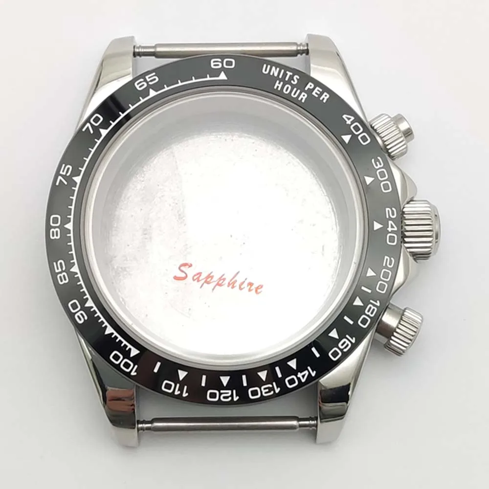 حافظة كوارتز 40 ملم للرجال VK63 VK64 حركة حافظة من الفولاذ المقاوم للصدأ استبدال حافظة كريستال الياقوت