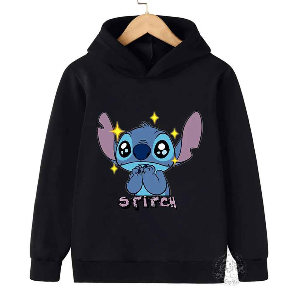 Children's playful Stitch funny pattern children's clothing 3-14 years old boys and girls clothing street casual Y2K warm hoodie