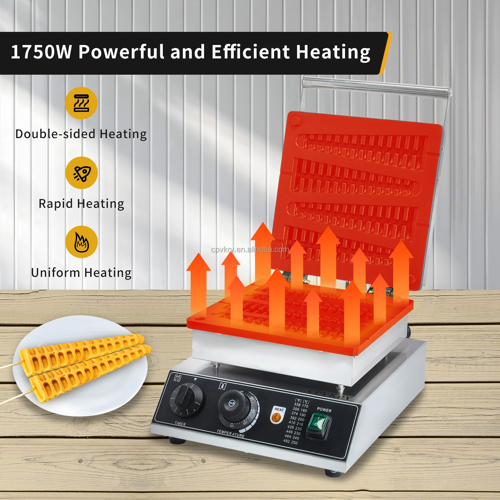 Christmas Tree Shaped Non-Stick   Coating Waffle Maker 110V 50-300℃/122-572℉ Adjustable Snack Machine