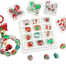 1pc 14x16mm Christmas Lampwork Beads Hand Painting Snowman Santa Claus Pattern Spacer Loose Beads Diy Jewelry Making Accessories