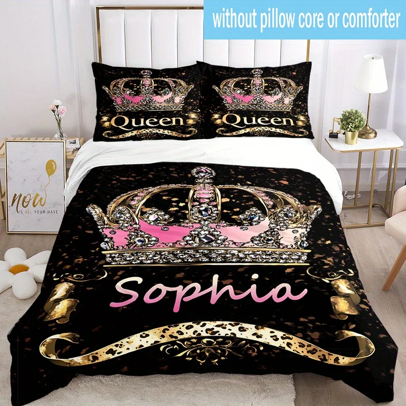 Name Custom Bedding Set Queen's Crown Polyester Duvet Cover Single Twin Queen King Size for Home Decoration Birthday Gift