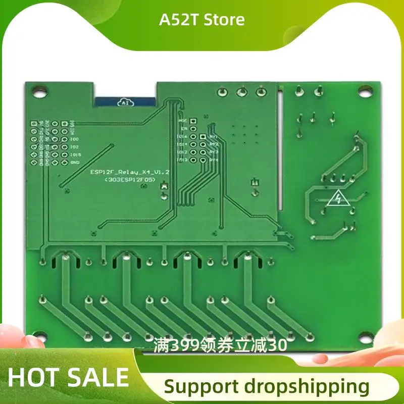 

Релейный модуль A52T ESP-07 4-полосный модуль WIFI Источник питания переменного/постоянного тока ESP8266 Макетная плата Вторичный модуль разработки