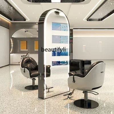 zS173Barber shop mirror table floor mirror hair salon double-sided wall-mounted hair cutting mirror