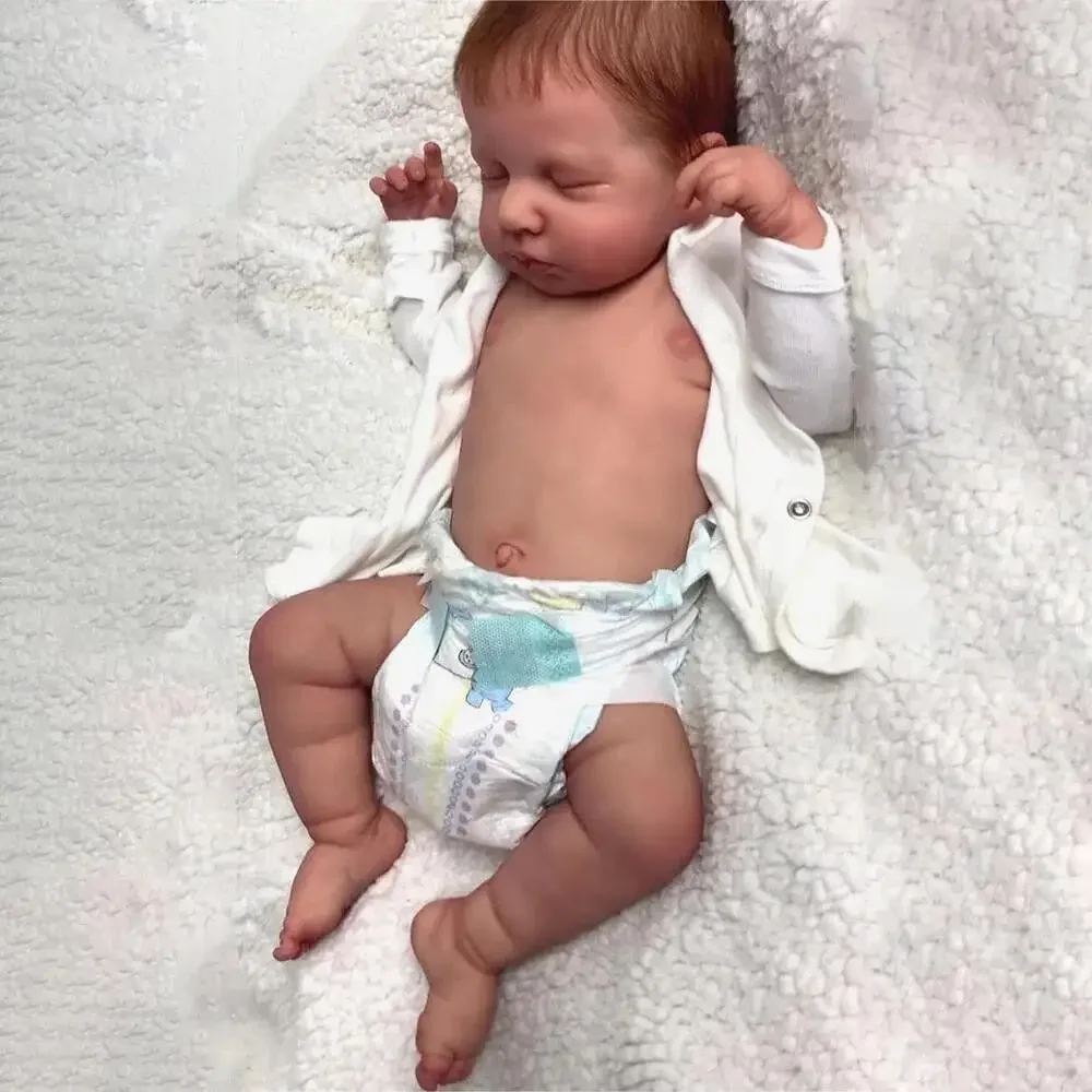 

NPK 19inch Full Body Newborn Baby Doll Loulou Lifelike Soft Touch Cuddly Reborn Baby Doll Multiple Layers Painting 3D Skin