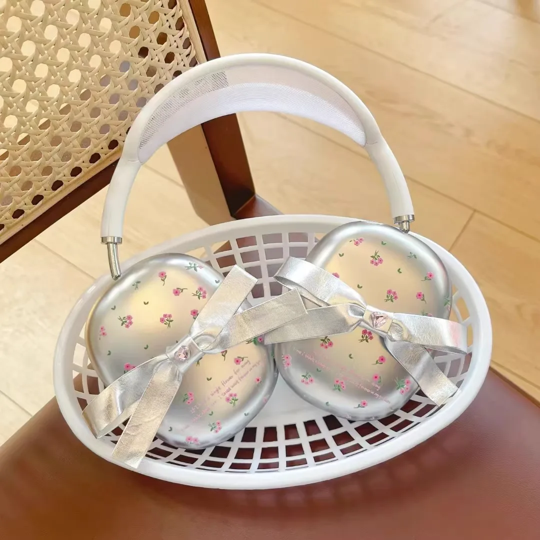 

Чехол для наушников в стиле розы, оригинальный минималистичный, с гальваническим покрытием, серебристый, для Airpods Max/Max2, индивидуальный защитный чехол, подарок в стиле Y2K