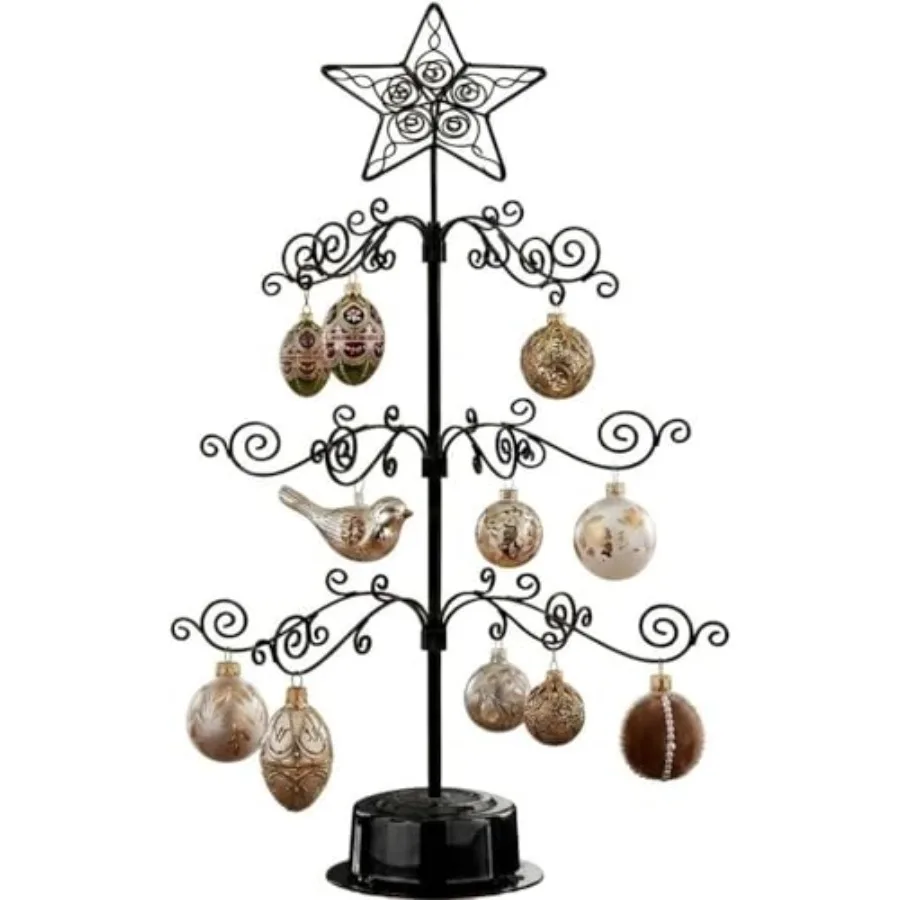 

Вращающаяся подставка для украшений, 24 дюйма, металлическая проволочная вешалка для елочных шаров, украшений на Хэллоуин, демонстрационный стол для поделок