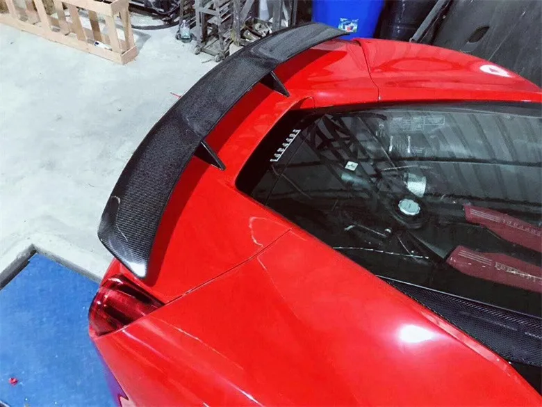 سبويلر خلفي على شكل حرف N من ألياف الكربون الحقيقية لسيارة فيراري 488 GTB طقم هيكل سبايدر حافة المصد الأمامي الناشر الخلفي #6